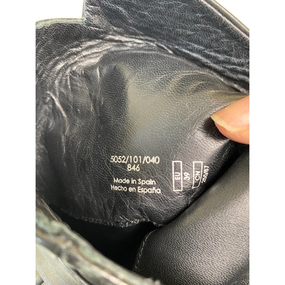 Zara Black Leather Pointed Toe Block-Heel Boots knee high boots 39 - Picture 7 of 7